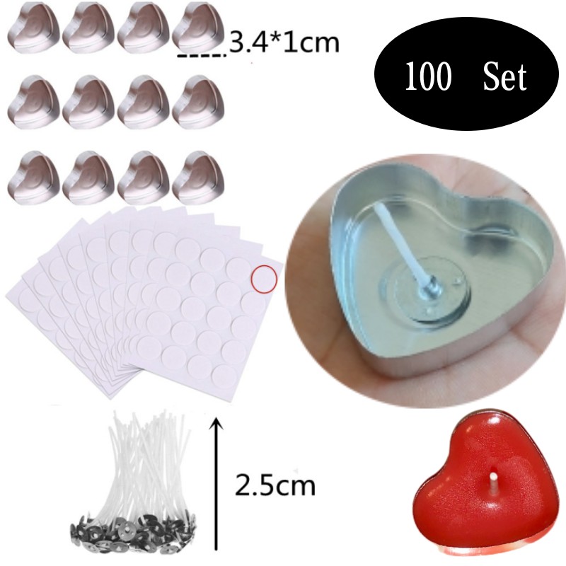 Candle Making Set - 100 zestawów w kształcie serca Puste