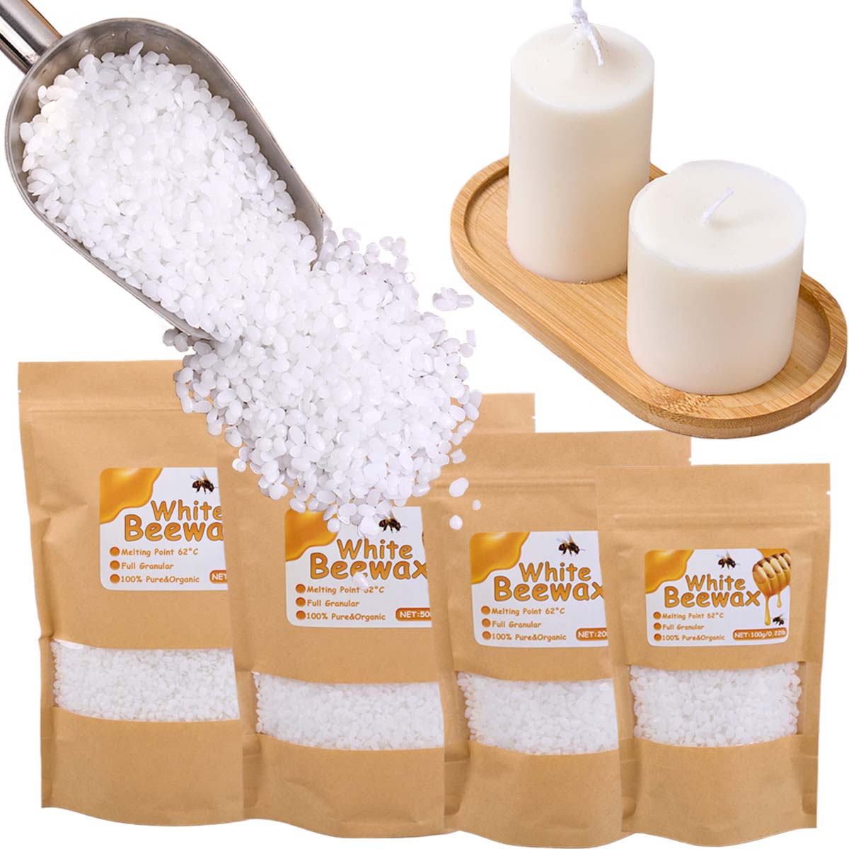 Candle Making Scents - Biały Wosk Pszczelek Czysty Naturalny Granulowany
