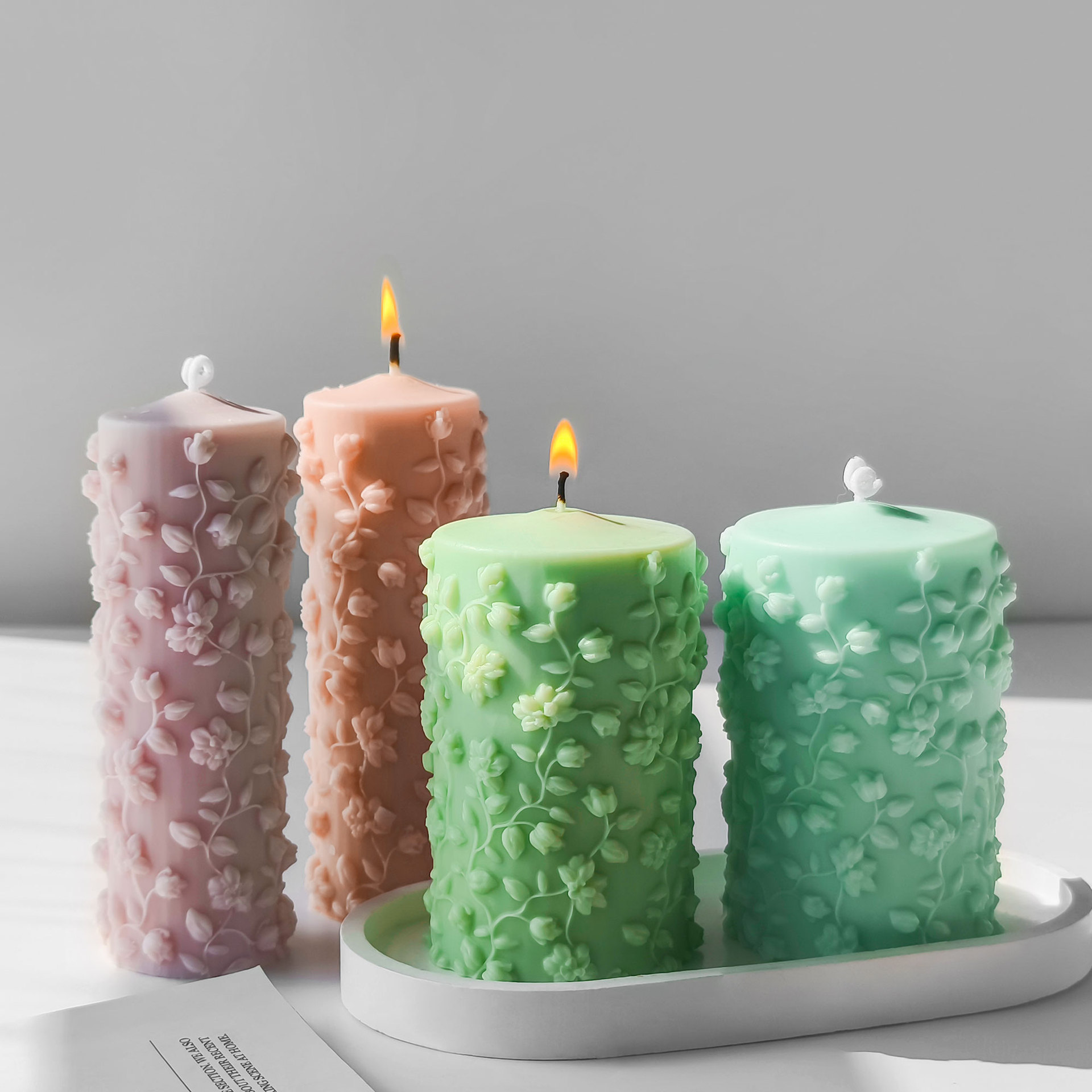 Candle Making Vinings - Cylinder 3D wytłoczone winorośli formy DIY
